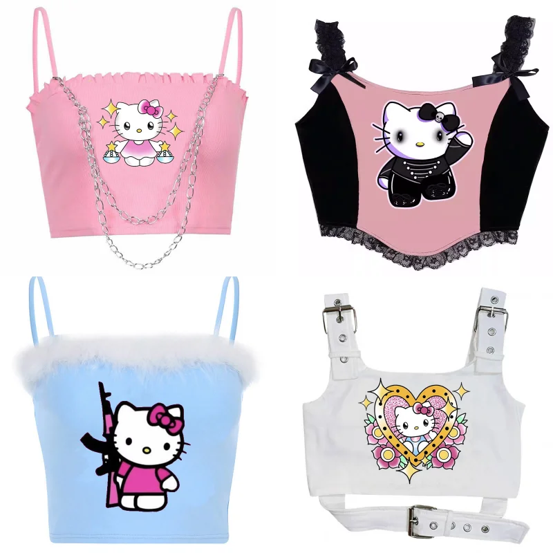 Кроп-топ Sanrios My Melody Hellokittys Летний новый милый мультяшный аниме милый топ облегающий жилет Kawaii сексуальный Y2k Готический стиль
Кроп-топ Sanrios My Melody Hellokittys Летний новый милый мультяшный аниме милый топ облегающий жилет Kawaii сексуальный Y2k Готический стиль