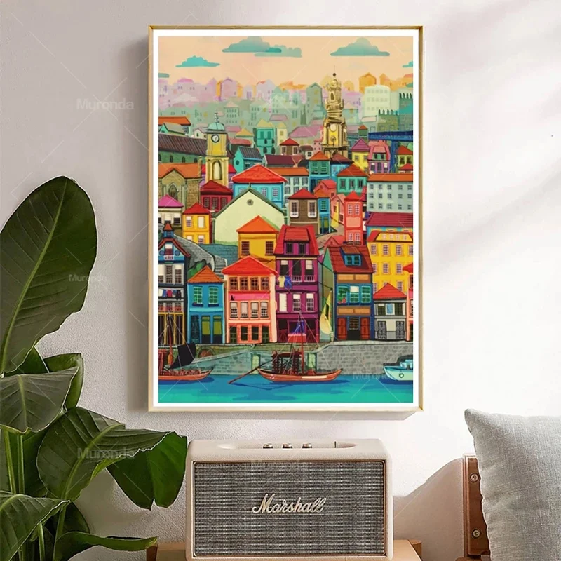 Northern Europe Art Wall Canvas Painting Colored Houses By The Water Poster City Landscape Living Room Home Decoration Cuadros
Northern Europe Art Wall Canvas Painting Colored Houses By The Water Poster City Landscape Living Room Home Decoration Cuadros