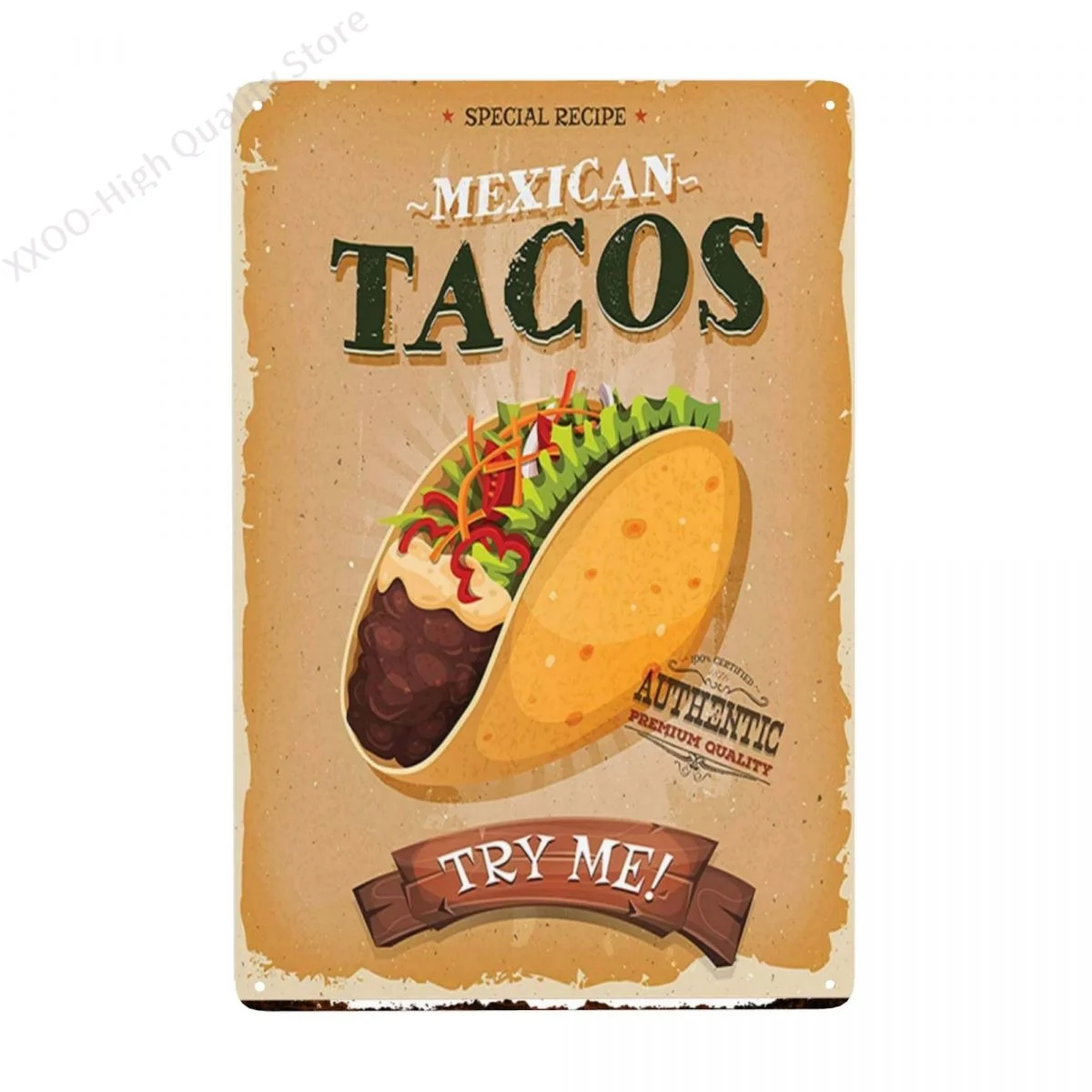 New Metal Poster Mexican Tacos Try Me Vintage Metal Tin Sign 8x12 Inch Retro Art Home Fast Food Bar Pub Garage Shop Wall Decor
New Metal Poster Mexican Tacos Try Me Vintage Metal Tin Sign 8x12 Inch Retro Art Home Fast Food Bar Pub Garage Shop Wall Decor