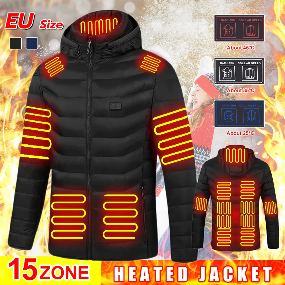 EU Size 15 Areas Heated Jacket for Men Women Winter Outdoor Adjustable Heating vest Coat USB Powered Thermal Coat for Riding
EU Size 15 Areas Heated Jacket for Men Women Winter Outdoor Adjustable Heating vest Coat USB Powered Thermal Coat for Riding