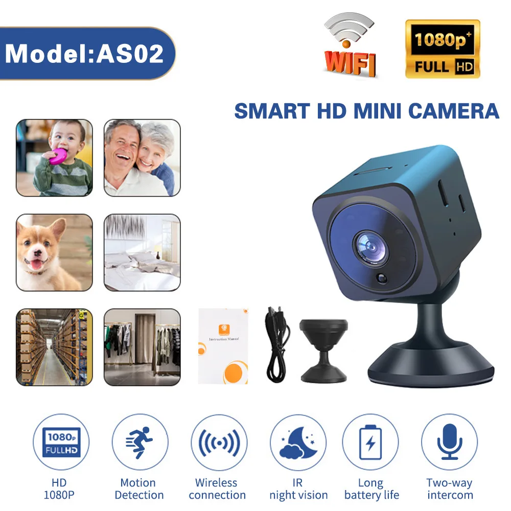 AS02 Mini Camera 1080P Wireless Camera Indoor Voice intercom Home Security Camera IR Night Version Video Surveillance Camera
AS02 Mini Camera 1080P Wireless Camera Indoor Voice intercom Home Security Camera IR Night Version Video Surveillance Camera