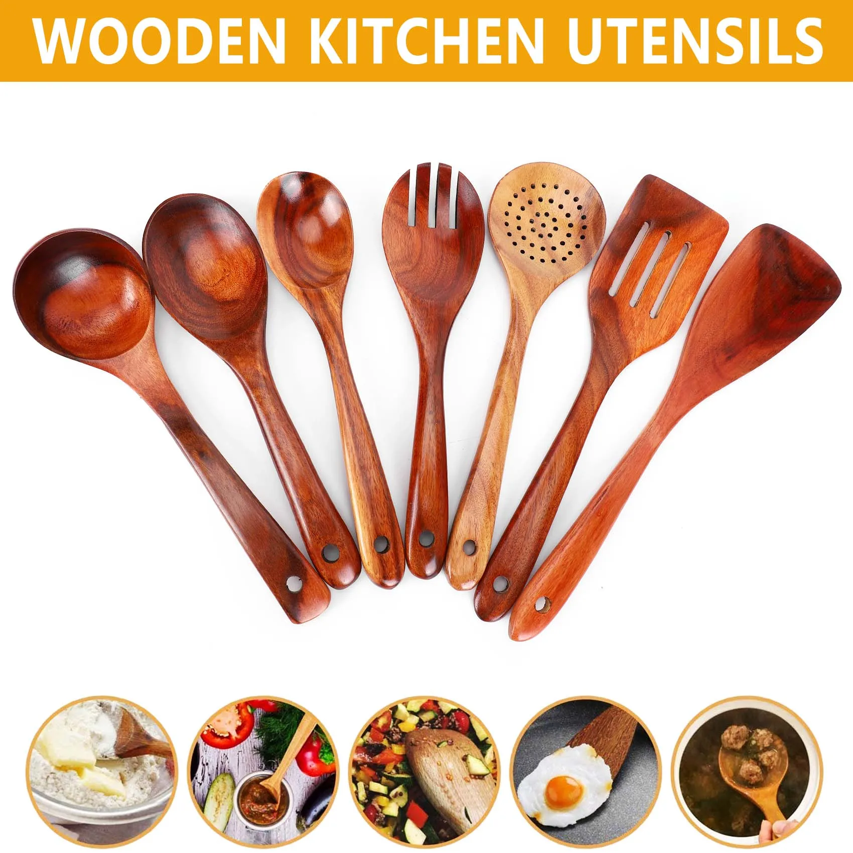7 шт., деревянные кухонные столовые приборы, антипригарные ложки и лопатка
7 шт., деревянные кухонные столовые приборы, антипригарные ложки и лопатка
