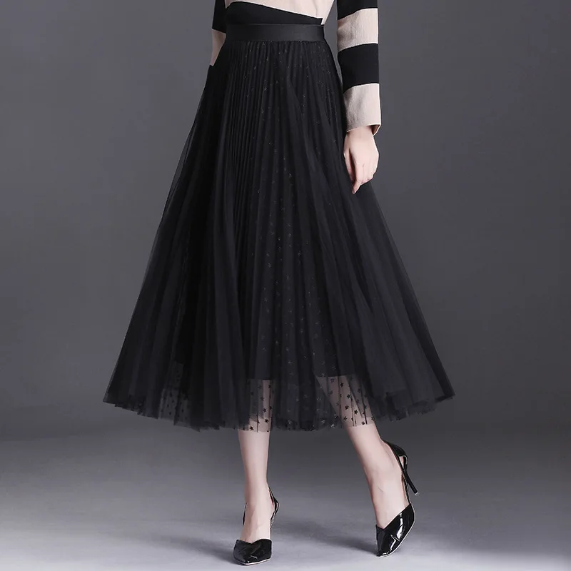2020 High Quality Autumn 3 Layered Tulle Skirts Womens Shining Bronzing Star Mesh Tutu Skirt Ball Gown Pleated Long Maxi Skirts
2020 High Quality Autumn 3 Layered Tulle Skirts Womens Shining Bronzing Star Mesh Tutu Skirt Ball Gown Pleated Long Maxi Skirts