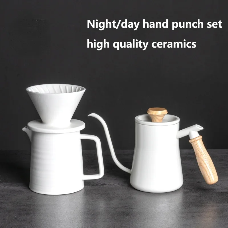 

2022 New Day and Night Hand-brewed Coffee Pot Set Ceramic Filter Cup Sharing Pot Hand-cranked Bean Grinder Gift Box Coffee Pot