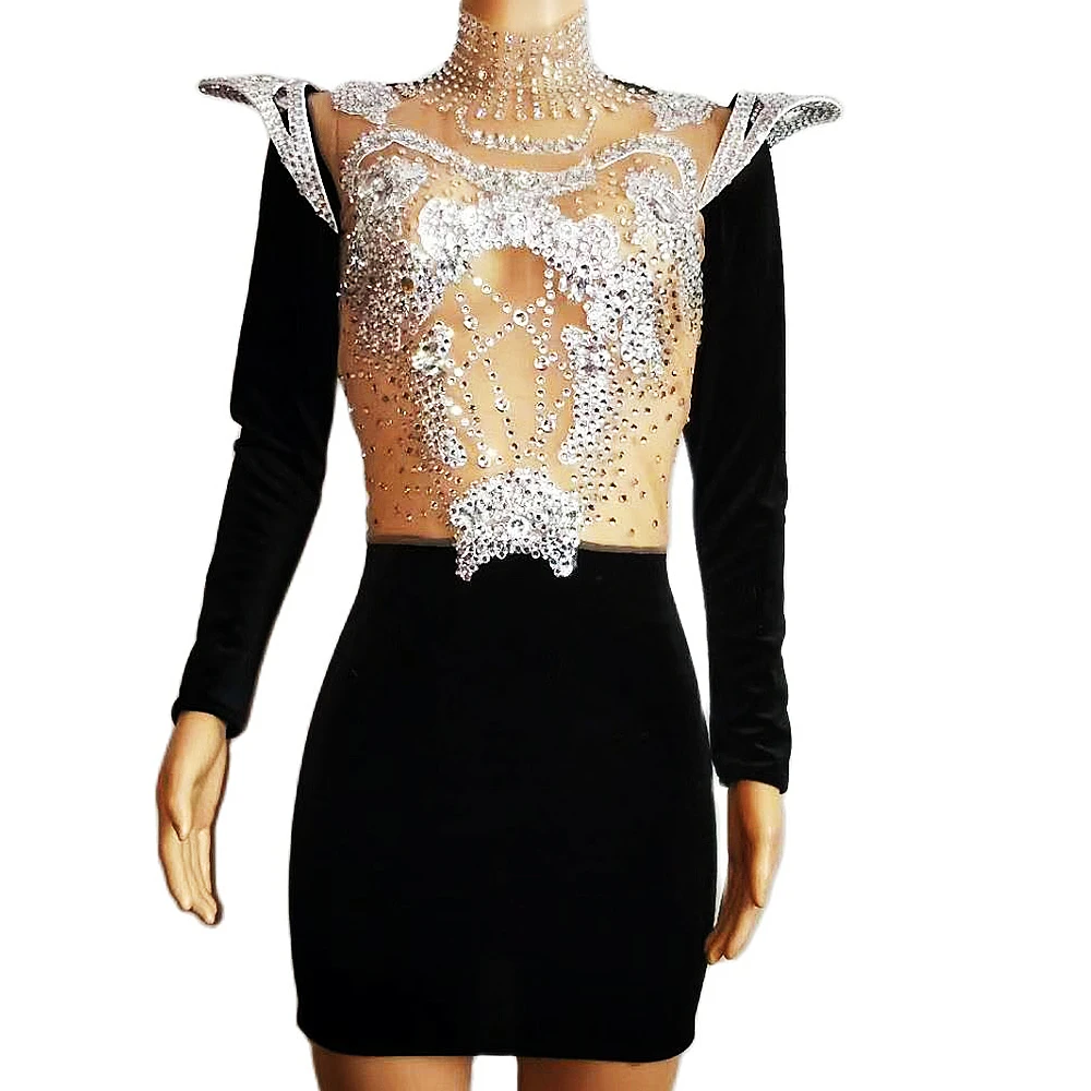 Sparkly Diamonds Black Corduroy Mini Dresses Skinny Stretch Women Party Birthday Celebrate Dresses Costumes Ladies Stage Wear
Sparkly Diamonds Black Corduroy Mini Dresses Skinny Stretch Women Party Birthday Celebrate Dresses Costumes Ladies Stage Wear