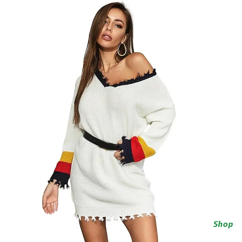 L5YC Women Knitted Off Shoulder Sweater Dresses Casual Loose Dress Pullover
L5YC Women Knitted Off Shoulder Sweater Dresses Casual Loose Dress Pullover