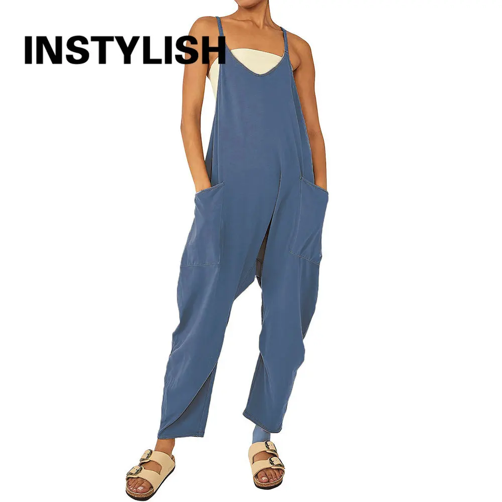 Casual Jumpsuit Women Spaghetti Strap Sleeveless Loose Wide Leg Rompers with Large Pocket Pants Summer Solid Overalls Outfit
Casual Jumpsuit Women Spaghetti Strap Sleeveless Loose Wide Leg Rompers with Large Pocket Pants Summer Solid Overalls Outfit