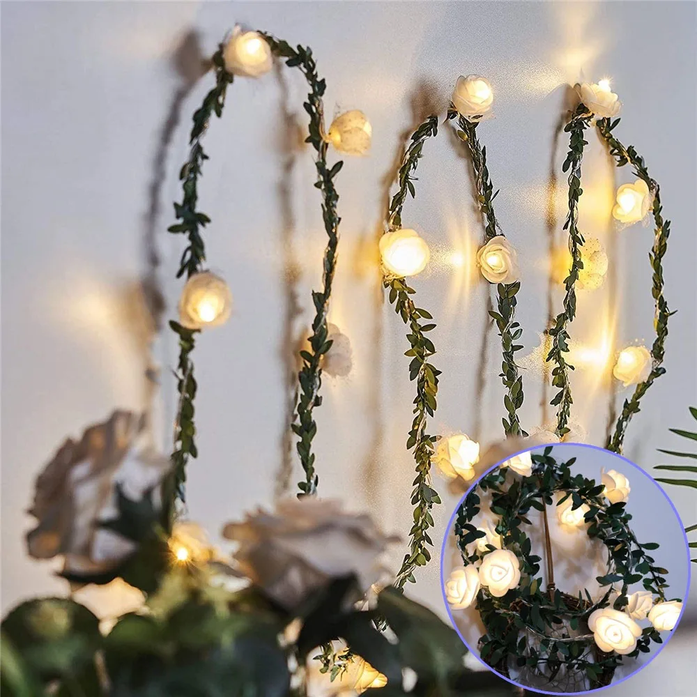10/20 Leds Rose Flower Fairy Lights String Artificial Ivy Garland Copper Light Strings for Bouquets Wedding Bedroom Decorations
10/20 Leds Rose Flower Fairy Lights String Artificial Ivy Garland Copper Light Strings for Bouquets Wedding Bedroom Decorations