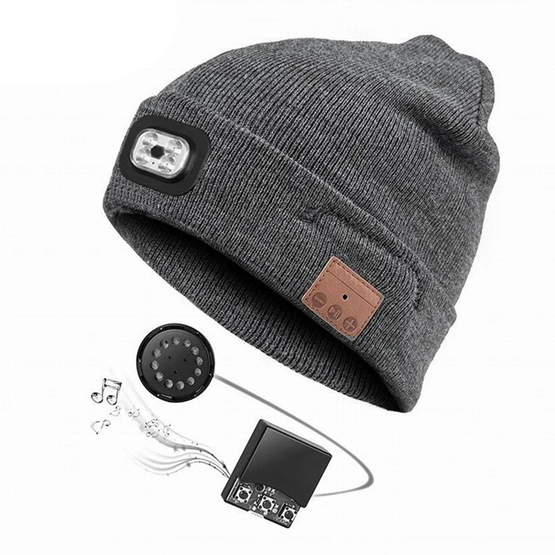 

Зимняя теплая шапка с Bluetooth для снежной езды, головной убор с лампой, головной убор с детской музыкальной шапочкой, динамиками и наушниками-вкладышами с микрофоном