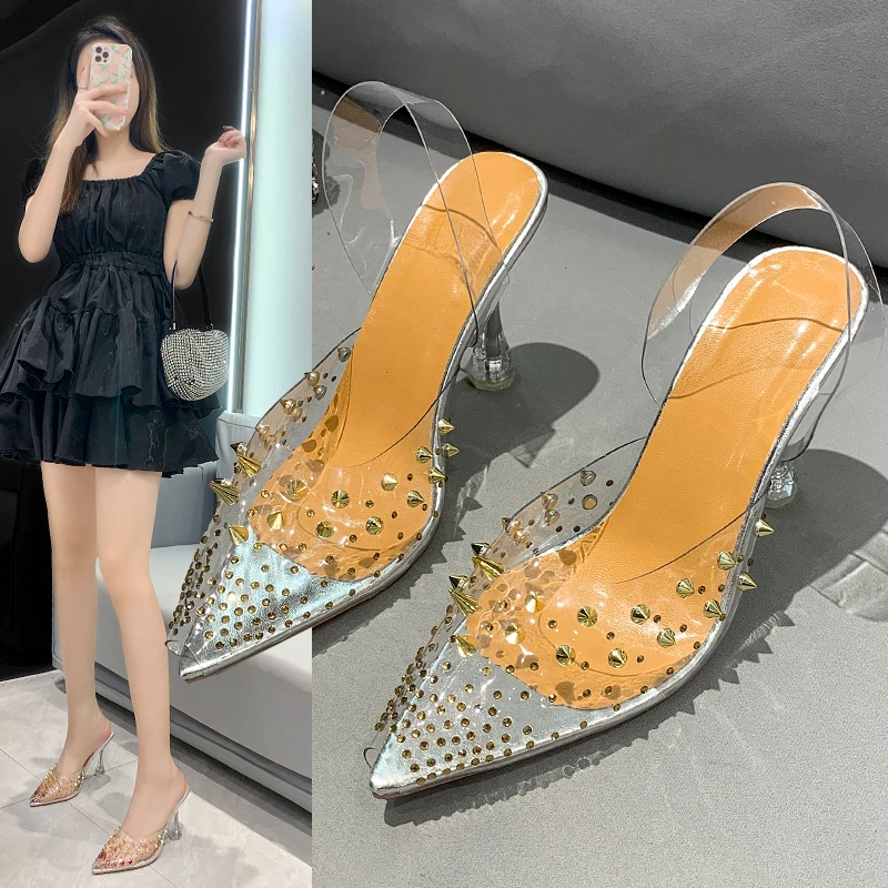 2022 New Rivet Diamond Transparent Pointed Toe Pumps Strange Heels Female Cover Heel Party Wedding Ladies Plus Size 35-41
2022 New Rivet Diamond Transparent Pointed Toe Pumps Strange Heels Female Cover Heel Party Wedding Ladies Plus Size 35-41