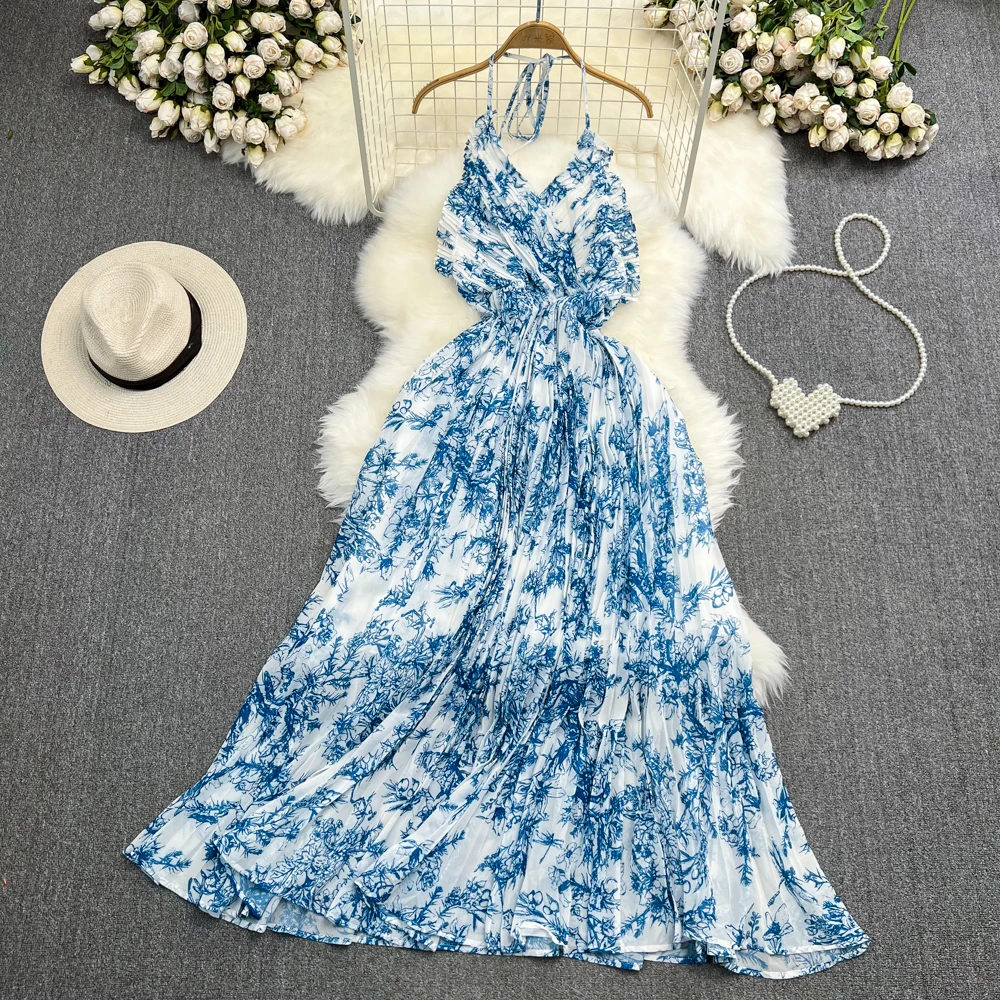 High Quality Neck Hanging Open Back Waist Closing Slimming A-line Ink Painting Printed Dress Seaside Vacation Dress
High Quality Neck Hanging Open Back Waist Closing Slimming A-line Ink Painting Printed Dress Seaside Vacation Dress