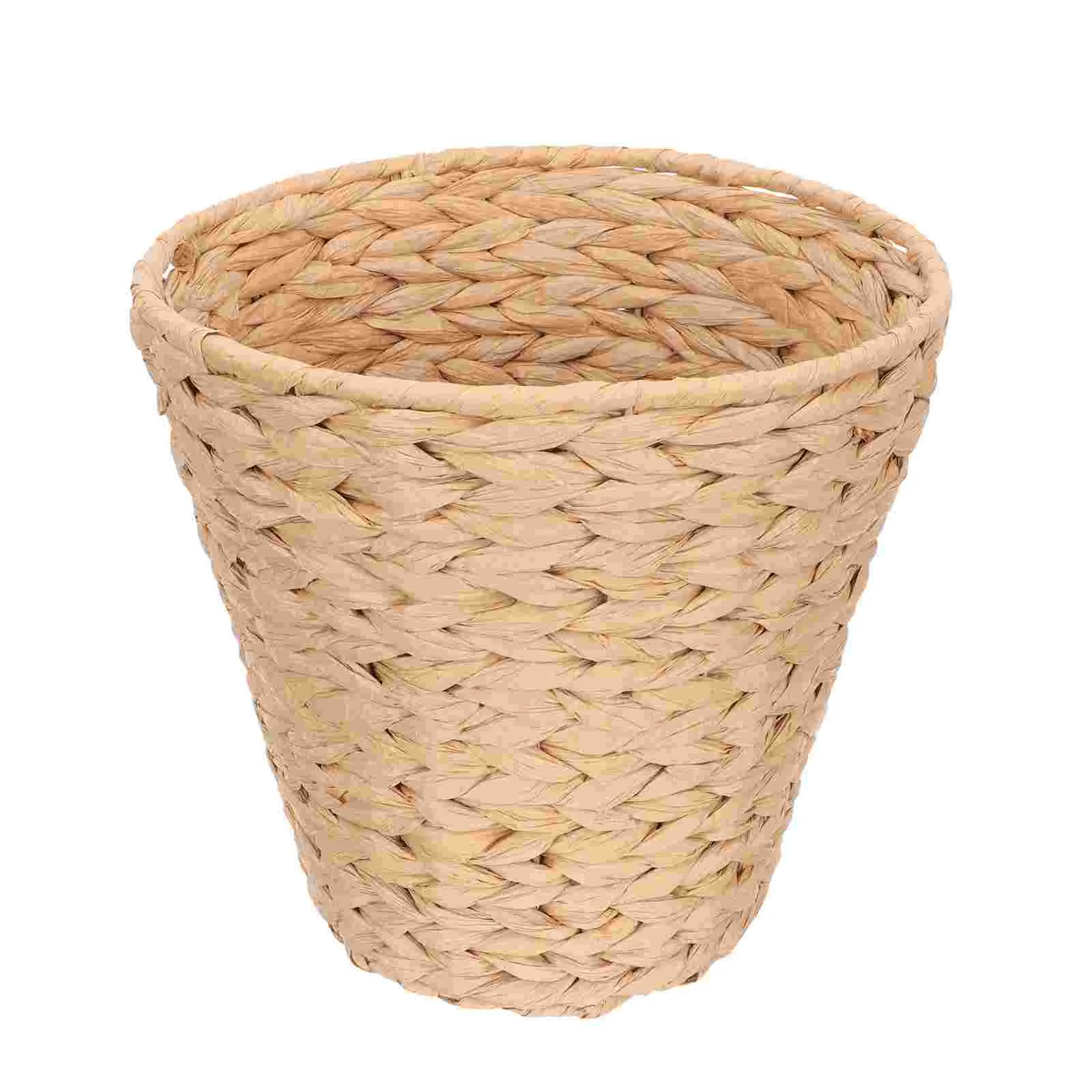 

Basket Woven Trash Can Storage Waste Bin Garbage Wicker Rattan Container Hyacinth Baskets Seagrass Paper Flower Water Pot