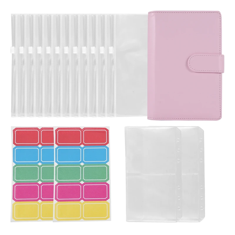 A6 PU Ring Binder,6 Round Rings Notebook Binder 14Pcs Plastic Zippered Envelopes Pockets,With Label Stickers
A6 PU Ring Binder,6 Round Rings Notebook Binder 14Pcs Plastic Zippered Envelopes Pockets,With Label Stickers