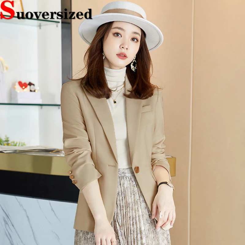 Office Khaic Classic Slim Women's Suit Jackets Spring Fall Fashion Formal Blazer Korean Elegant Abrigos Long Sleeve Outerwears
Office Khaic Classic Slim Women's Suit Jackets Spring Fall Fashion Formal Blazer Korean Elegant Abrigos Long Sleeve Outerwears