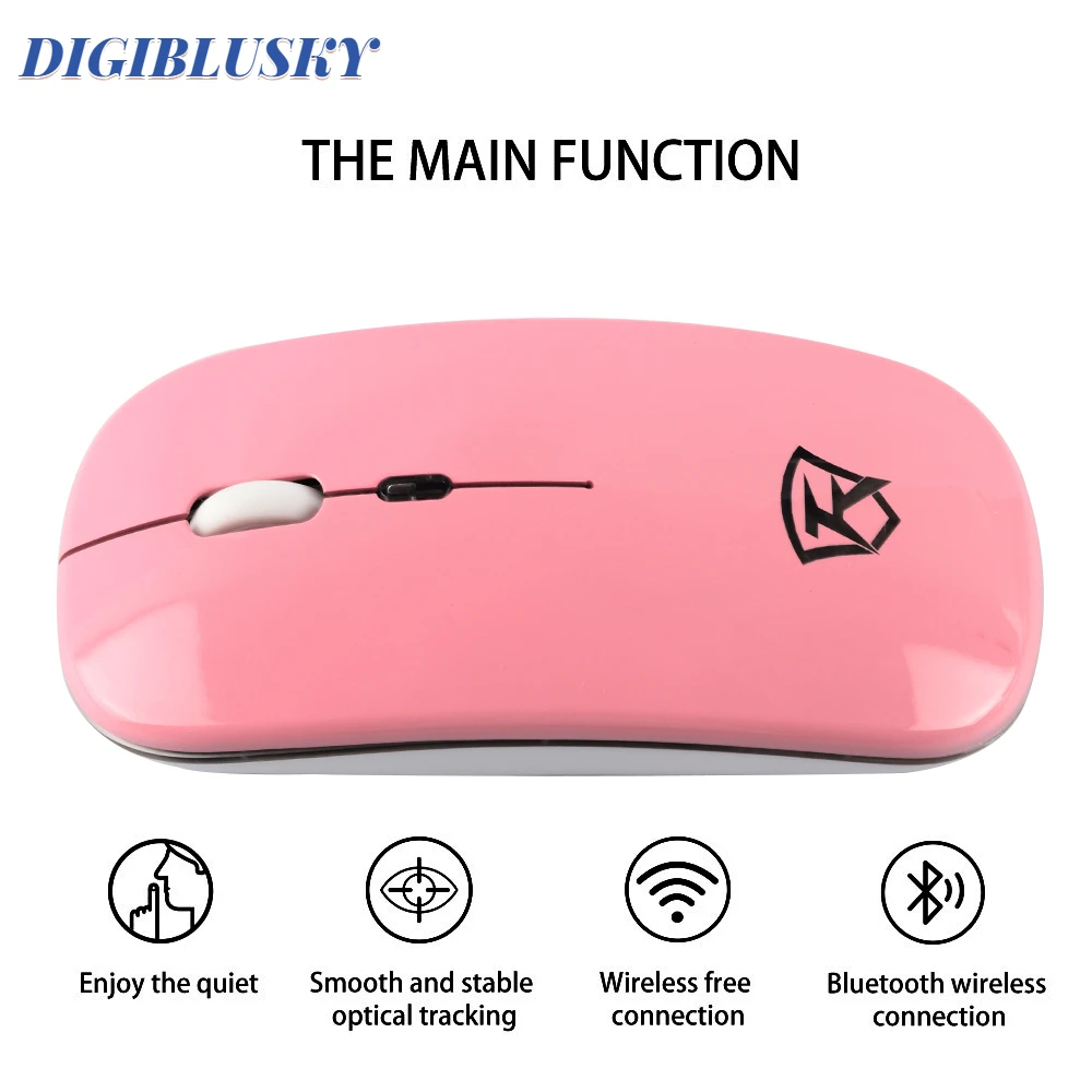 

Fashion Wireless Mouse 2.4Ghz USB Rechargeable Office Mouse RGB PC Silent Mause with LED Backlit 1600DPI Ergonomic Optical Mice