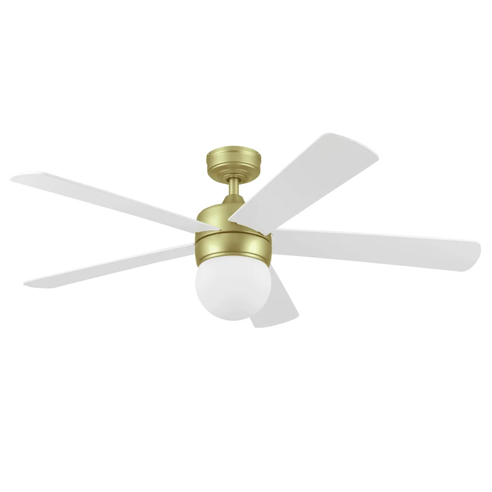 

Better Homes & Gardens 52" Brass Modern Ceiling Fan with 5 Blades, Light Kit, Remote & Reverse Airflow Fan Cooling