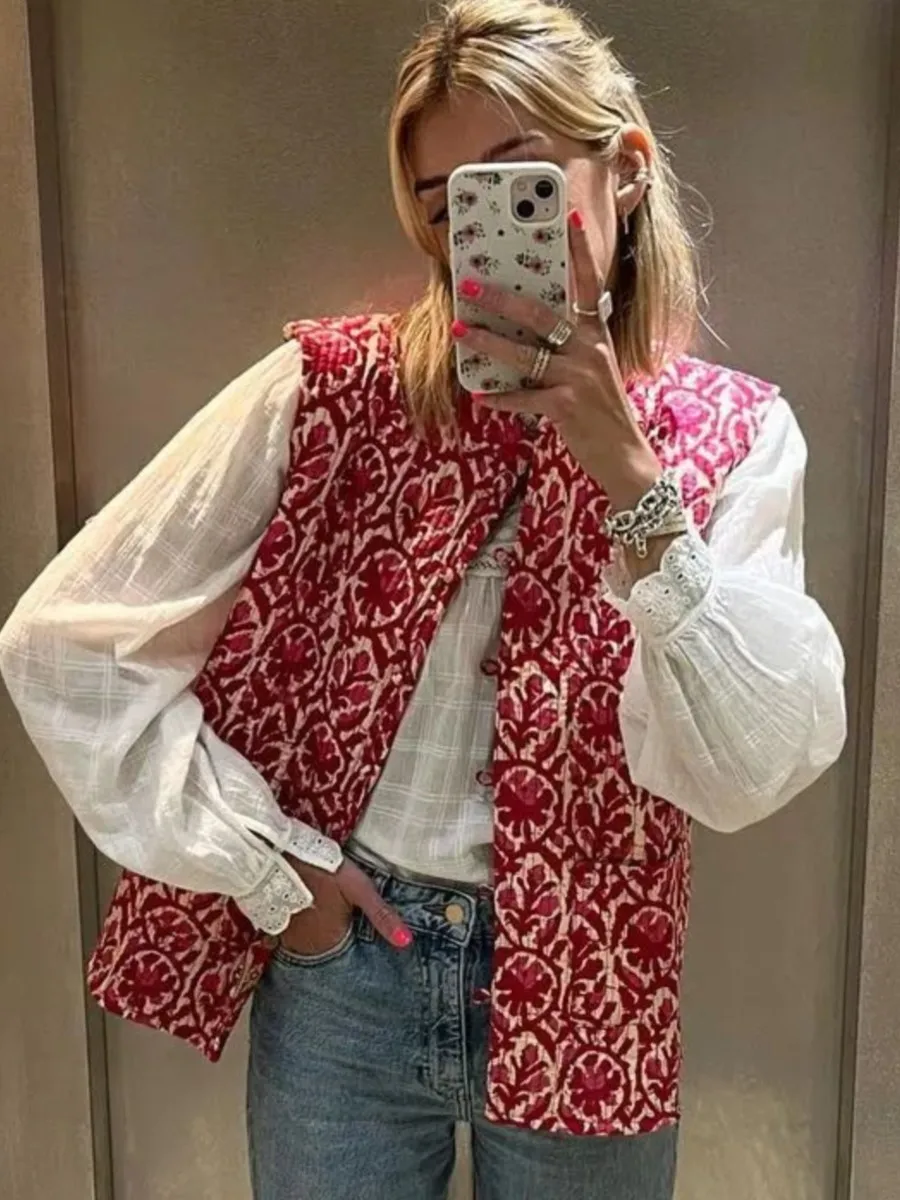Floral Print Reversible Vest Jackets For Women 2023 Single Breasted O-neck Sleeveless Jacket Female Vintage Fashion Outerwear
Floral Print Reversible Vest Jackets For Women 2023 Single Breasted O-neck Sleeveless Jacket Female Vintage Fashion Outerwear