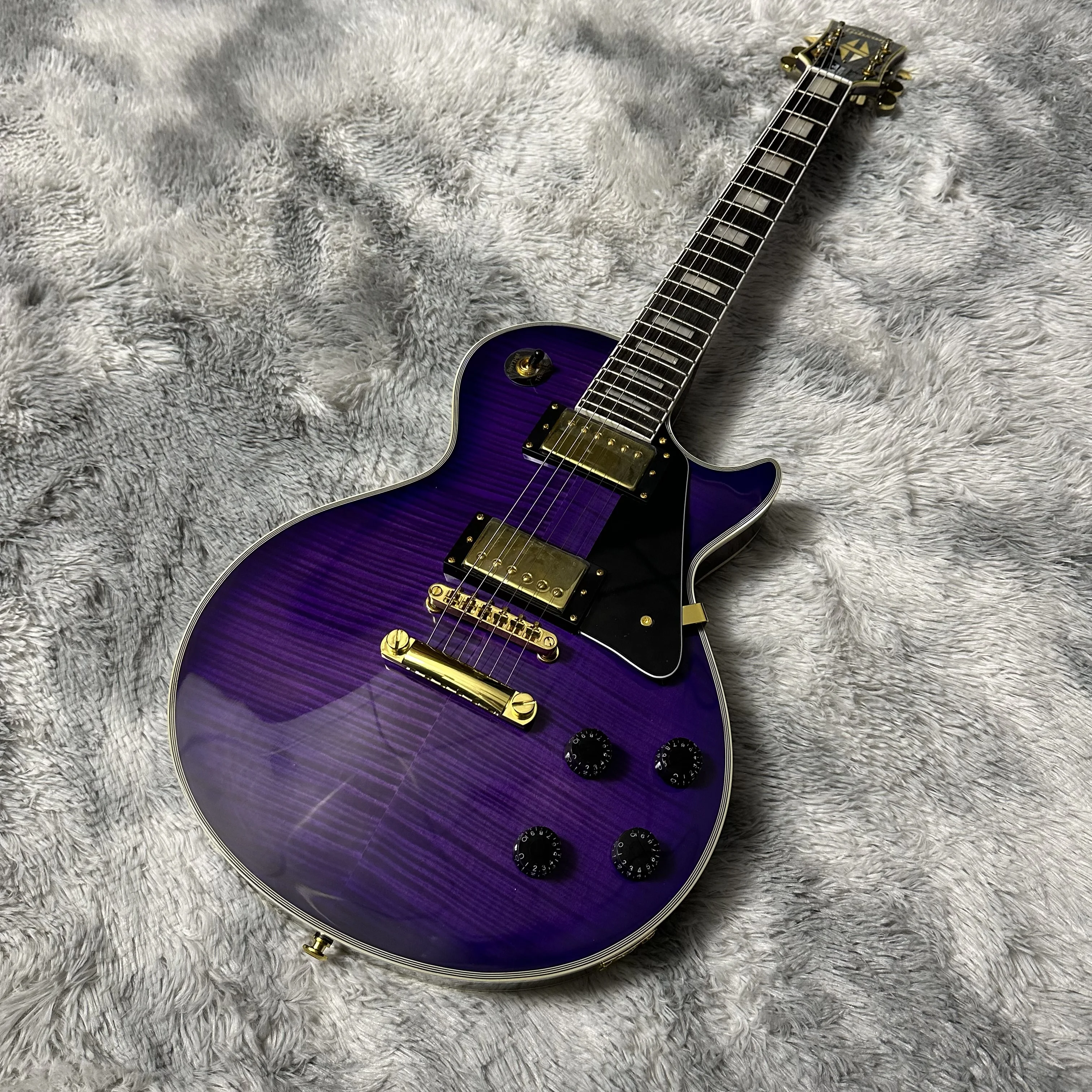 

Электрическая гитара Purple Custom LP с верхом из клена и пламенем, высококачественные звукосниматели и яркая поверхность краски, бесплатная доставка