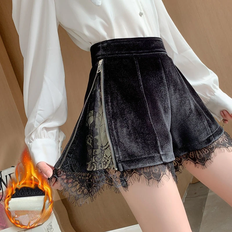 Woman Gold Velvet Thick Shorts Female Warm A-line Wide-leg Stretch High-waist Loose Lace Print Straight and Thin Boot Short G285
Woman Gold Velvet Thick Shorts Female Warm A-line Wide-leg Stretch High-waist Loose Lace Print Straight and Thin Boot Short G285