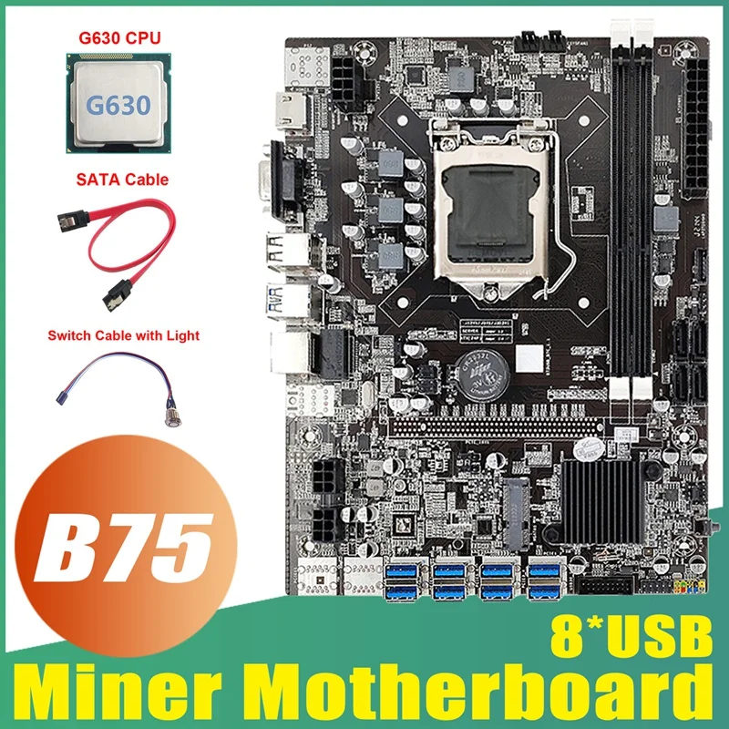 Материнская плата B75 ETH для майнинга 8XUSB3.0 + G630 CPU + кабель переключения светильник кой + кабель SATA LGA1155 B75 USB для майнинга материнская плата
Материнская плата B75 ETH для майнинга 8XUSB3.0 + G630 CPU + кабель переключения светильник кой + кабель SATA LGA1155 B75 USB для майнинга материнская плата