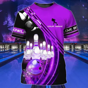 T Shirt For Men 3D Bowling Full Print Fashion Ball Game O-neck Short Sleeve Outdoor Sport Style Oversized T-shirt Loose Pullover