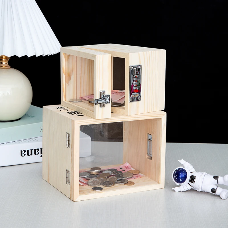 Solid Wood Coin Money Box with Lock Creative Hidden Safe Large Transparent Piggy Bank for Papper Money Counter hucha Home Decor
Solid Wood Coin Money Box with Lock Creative Hidden Safe Large Transparent Piggy Bank for Papper Money Counter hucha Home Decor