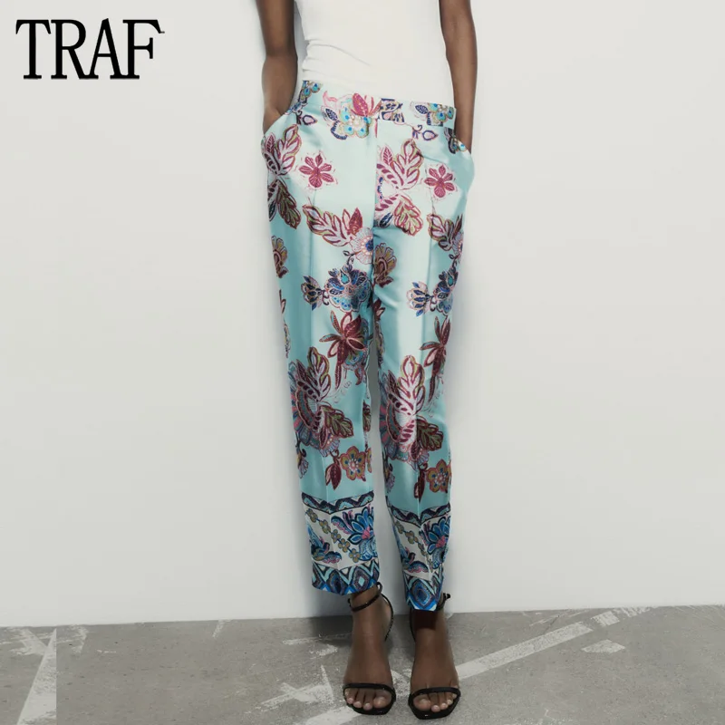 TRAF 2023 Floral Pants for Women Pencil Women's Summer Cropped Pants Boho High Waist Pants Women Streetwear Pleated Trousers
TRAF 2023 Floral Pants for Women Pencil Women's Summer Cropped Pants Boho High Waist Pants Women Streetwear Pleated Trousers