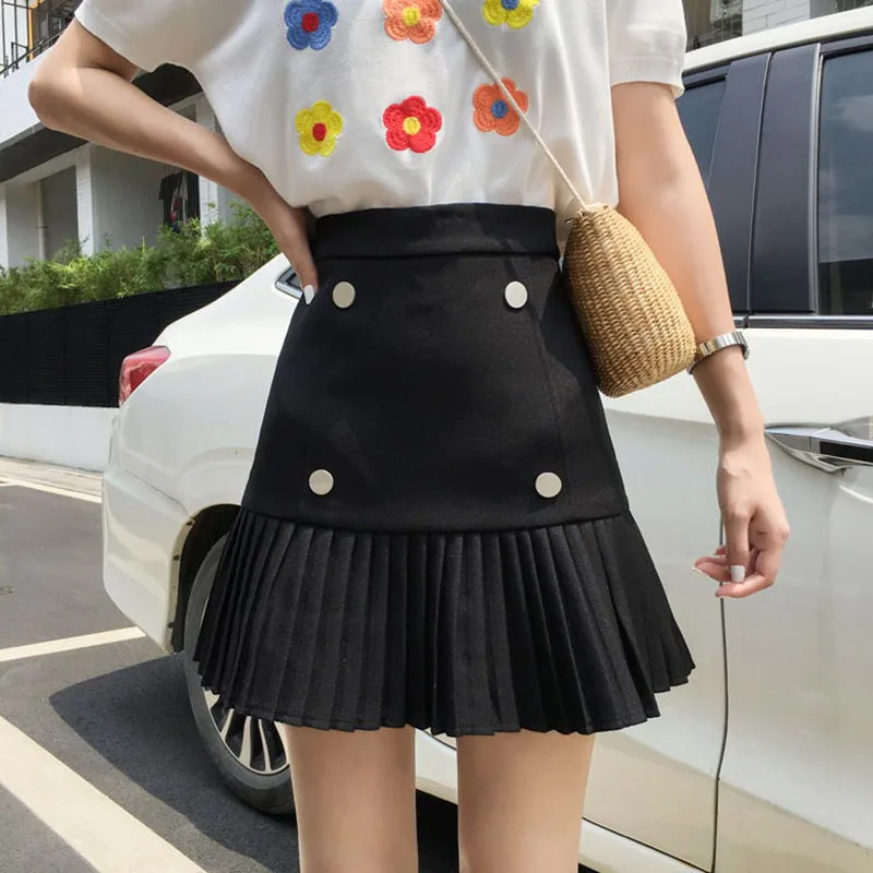 Women High Waist A-Line Elegant Korean Pleated Patchwork Mini Skirts Gray Plaid Buttons Summer Plus Size Vintage Office Skirts
Women High Waist A-Line Elegant Korean Pleated Patchwork Mini Skirts Gray Plaid Buttons Summer Plus Size Vintage Office Skirts