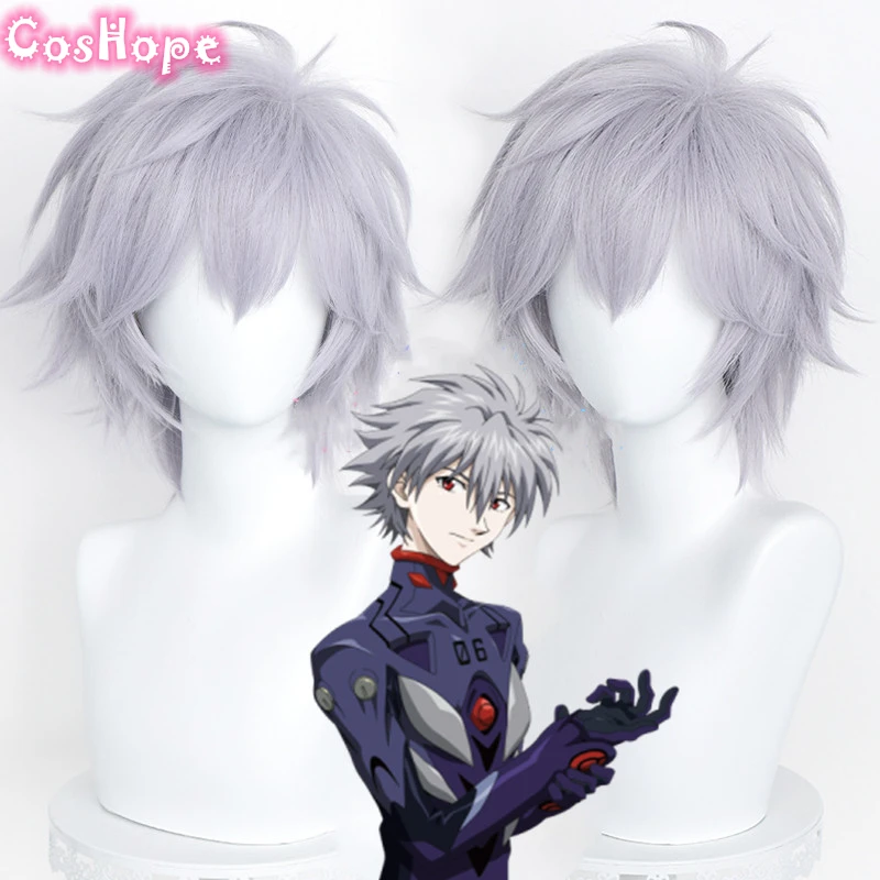 Парик для косплея Kaworu Nagisa из ЭВА 37 см термостойкие синтетические волосы аниме