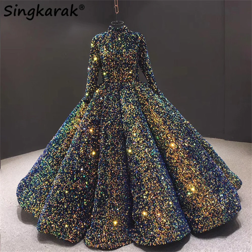 Sparkly Sequins Quinceanera Dress High Neck Birthday Party Wear Princess Sweet 16 Dress Vestidos De 15 Años
Sparkly Sequins Quinceanera Dress High Neck Birthday Party Wear Princess Sweet 16 Dress Vestidos De 15 Años