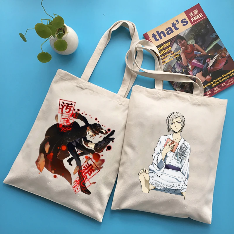 Shopping Bag Woman Canvas Tote Hand Casual Reusable Bungou Stray Dogs Printing Shoulder Bag Large Capacity Foldable Handbag
Shopping Bag Woman Canvas Tote Hand Casual Reusable Bungou Stray Dogs Printing Shoulder Bag Large Capacity Foldable Handbag