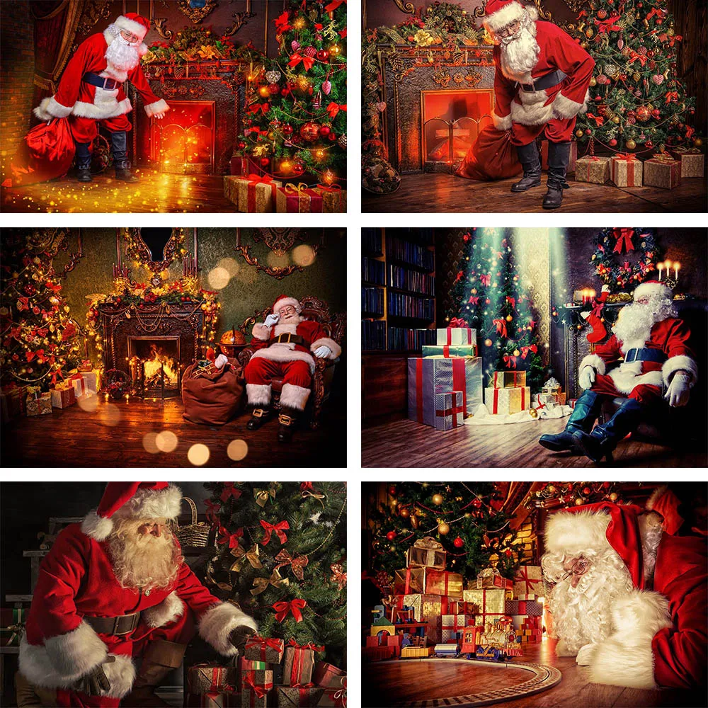 

Фон Mehofond Санта-Клаус с надписью "Merry Christmas" для фотосъемки зимняя Рождественская елка Подарочный фон детский праздничный портрет Фотостудия