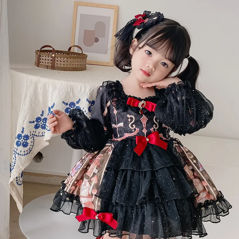 Spanish Style Lolita Dress For Girls Fashion Mesh Puff Sleeve Layered Hem Gowns Children Kids Party Dresses Clothes 2022 New
Spanish Style Lolita Dress For Girls Fashion Mesh Puff Sleeve Layered Hem Gowns Children Kids Party Dresses Clothes 2022 New