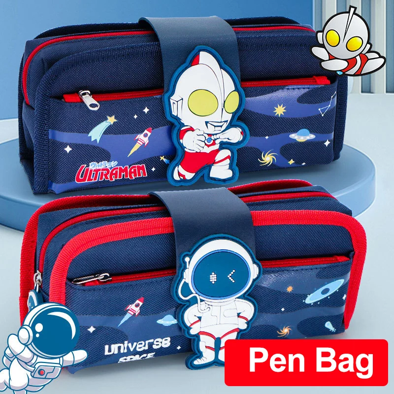 

Portable Multi-functional Pencil Bag Separable Cartoon Ultraman Large Capacity Oxford Fabric Pen Case for Student Stationery