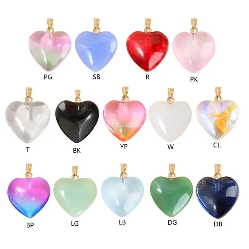 

5xСтильный кулон в форме сердца, сладкий кристалл, персиковое сердце с отверстием, изготовление ювелирных изделий, браслеты из