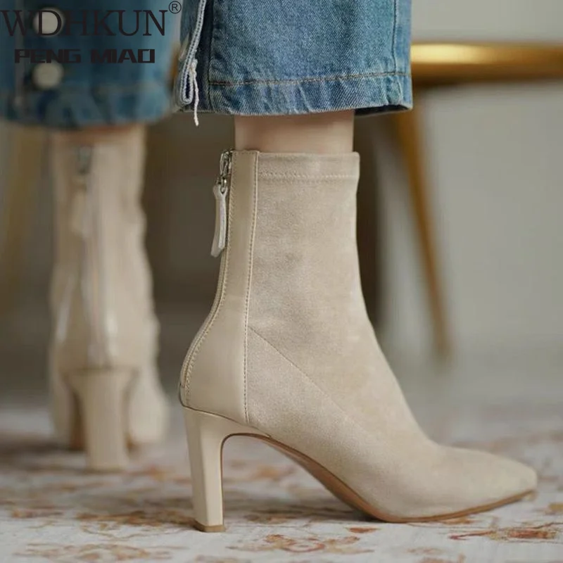 High Heel Boots Women's 2021 New Korean Style Autumn and Winter Mid Heel Stretch Thin Boots Pointed Toe Sock Boots Women
High Heel Boots Women's 2021 New Korean Style Autumn and Winter Mid Heel Stretch Thin Boots Pointed Toe Sock Boots Women