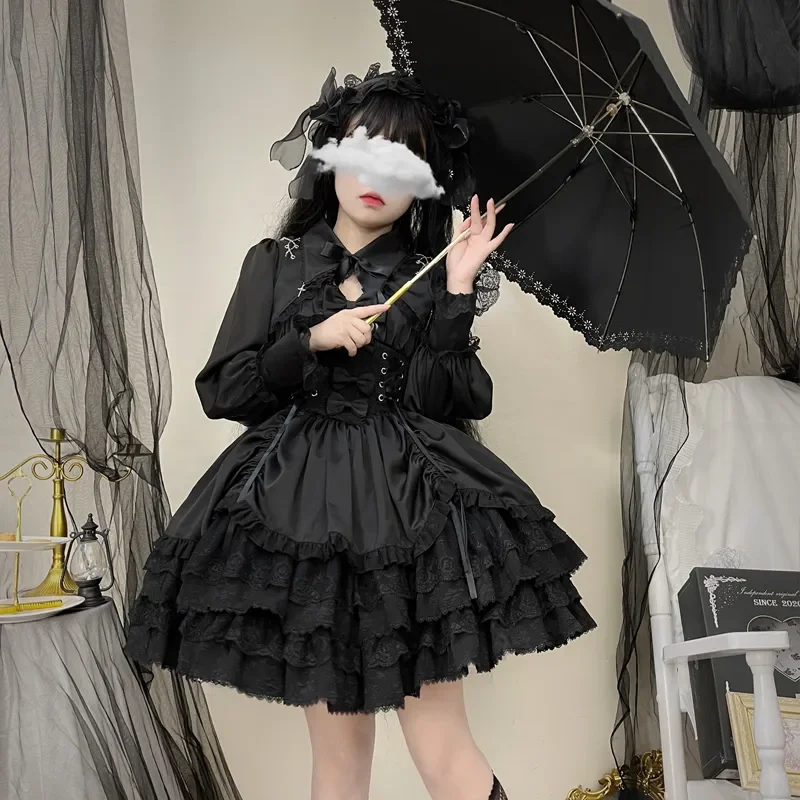 Vintage Gothic Lolita Dress Women Victorian Punk Slim Bandage Princess Party Dresses Girls Cute Metal Cross Bow Evening Dress
Vintage Gothic Lolita Dress Women Victorian Punk Slim Bandage Princess Party Dresses Girls Cute Metal Cross Bow Evening Dress