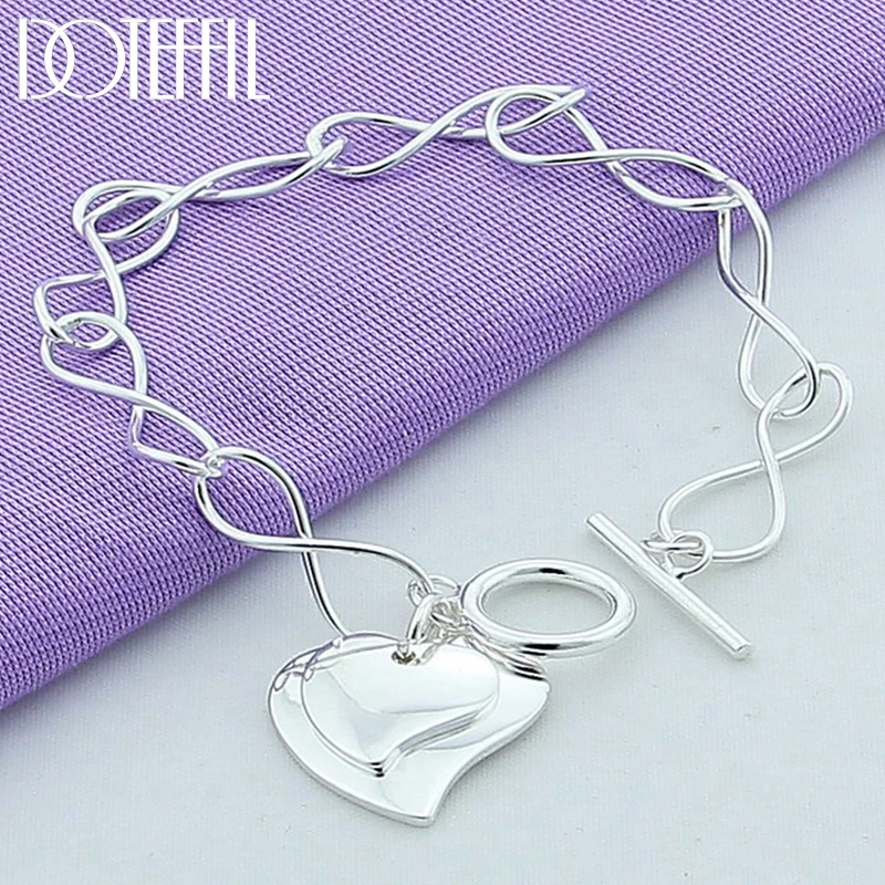 DOTEFFIL 925 Sterling Silver Two Hearts Pendant Bracelet For Woman Charm Wedding Engagement Party Fashion Jewelry
DOTEFFIL 925 Sterling Silver Two Hearts Pendant Bracelet For Woman Charm Wedding Engagement Party Fashion Jewelry