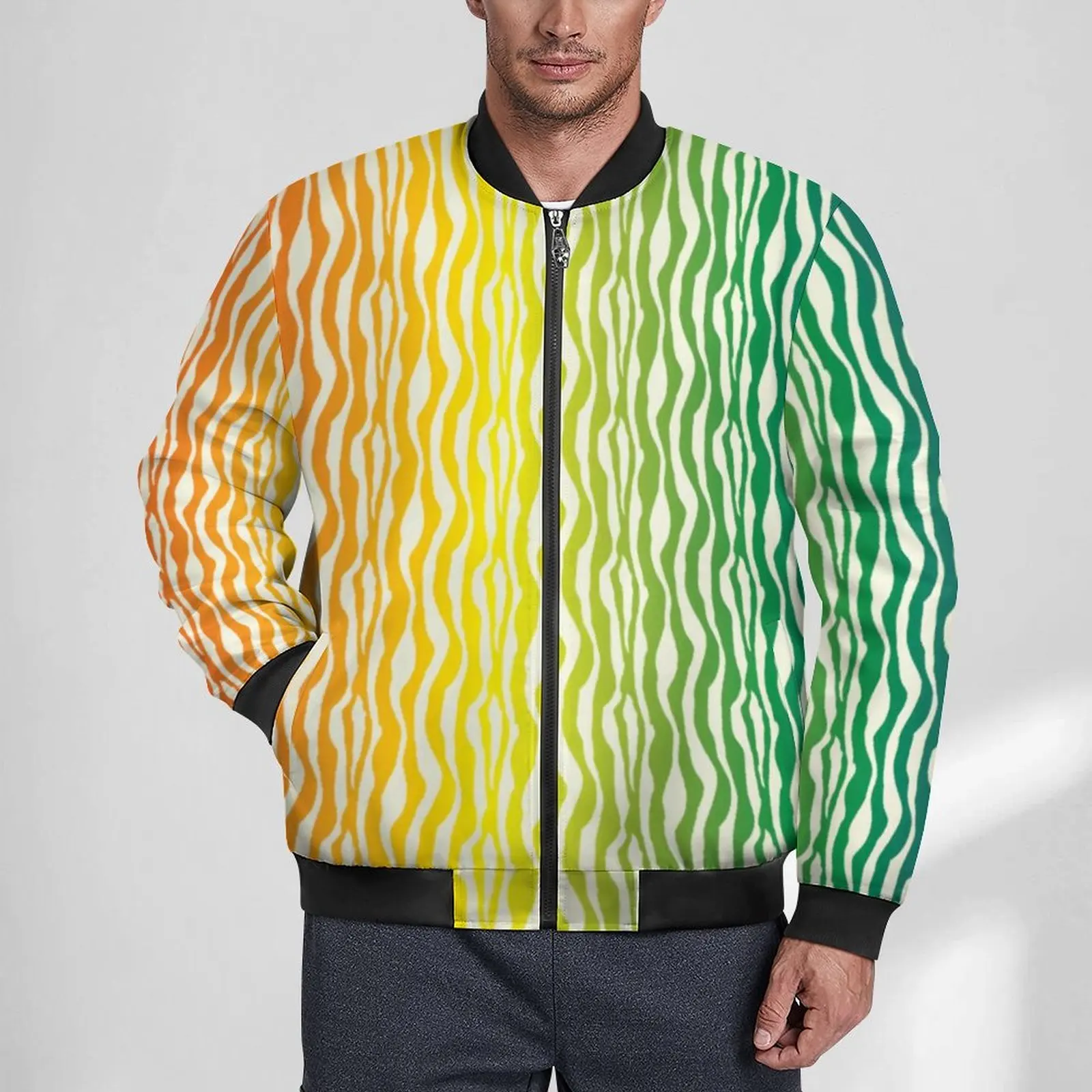 Куртка мужская с принтом, Повседневная ветровка на молнии, с радужными полосками, с принтом, свободная уличная одежда, большие размеры 6XL, осень