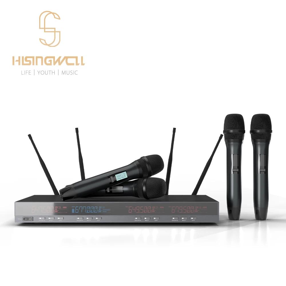 HISINGWELL 4-Channel UHF Wireless Mic, Metal Cordless Mic with 4 Handheld Dynamic Microphones, 120M Range, Singing,Church,DJ
HISINGWELL 4-Channel UHF Wireless Mic, Metal Cordless Mic with 4 Handheld Dynamic Microphones, 120M Range, Singing,Church,DJ