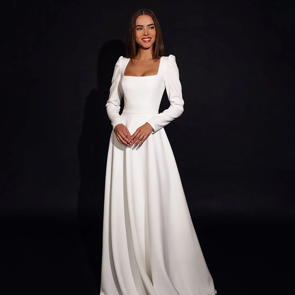 Elegant Wedding Dress Long Sleeves Square Neck Simple Wedding Gown 2022 White A Line Belt Maxi Bridal Dresses Custom Made Robe
Elegant Wedding Dress Long Sleeves Square Neck Simple Wedding Gown 2022 White A Line Belt Maxi Bridal Dresses Custom Made Robe