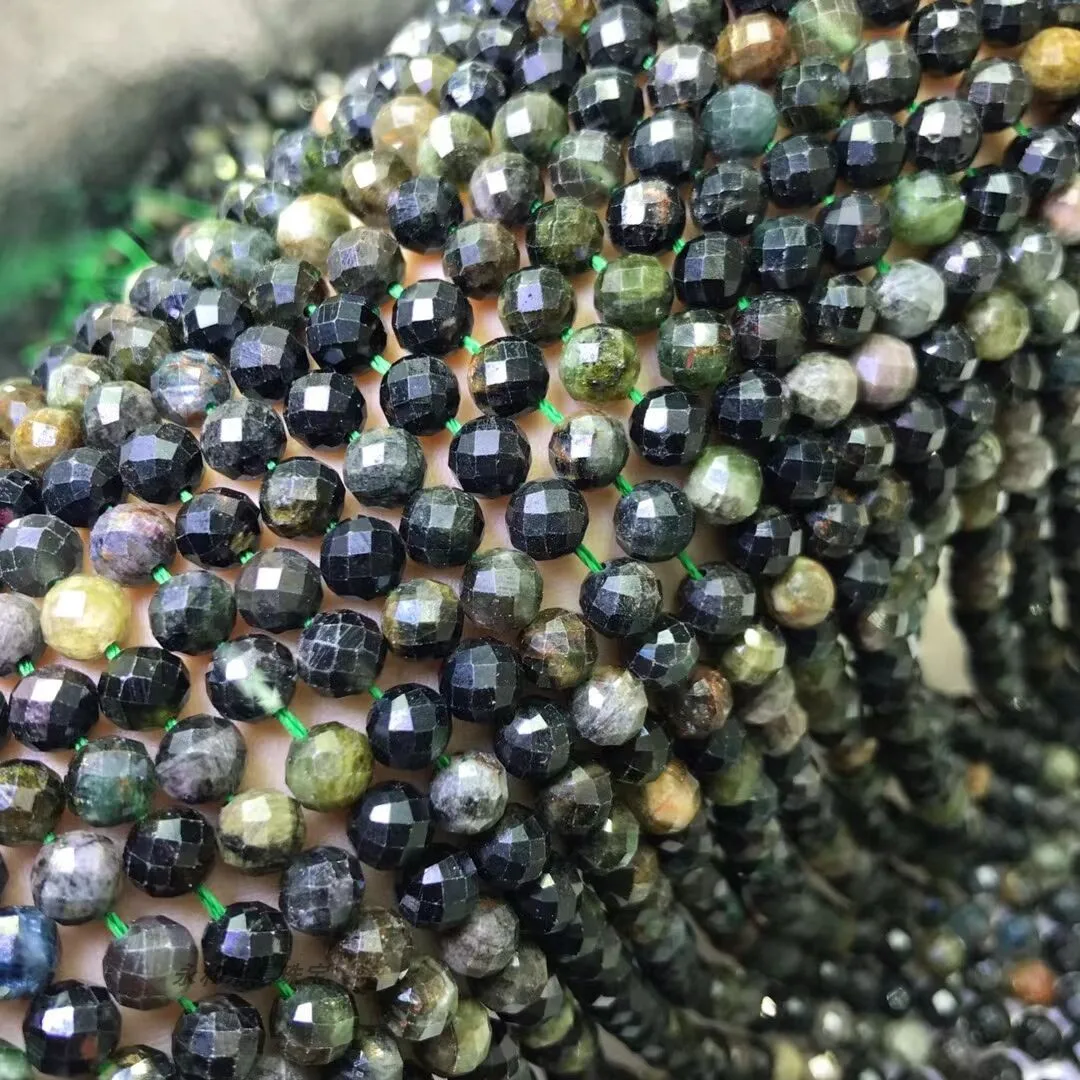 

Icnway natural green tourmaline 6-6.5mm round faceted 38-40cm beads for jewlery making wholesale