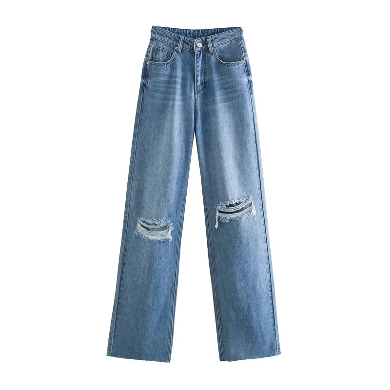 Huaxiafan Modern Women's Wide Leg Ripped Pants Vintage High Waist Zipper Women's Denim Pants
Huaxiafan Modern Women's Wide Leg Ripped Pants Vintage High Waist Zipper Women's Denim Pants
