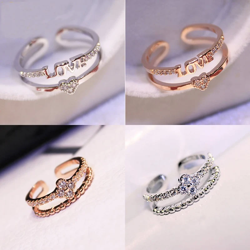 Korean LOVE Love Double Layer Ring Girls' Ring Women's Opening Fashion Simple Diamond Ring Women's Ring Cross Ring
Korean LOVE Love Double Layer Ring Girls' Ring Women's Opening Fashion Simple Diamond Ring Women's Ring Cross Ring