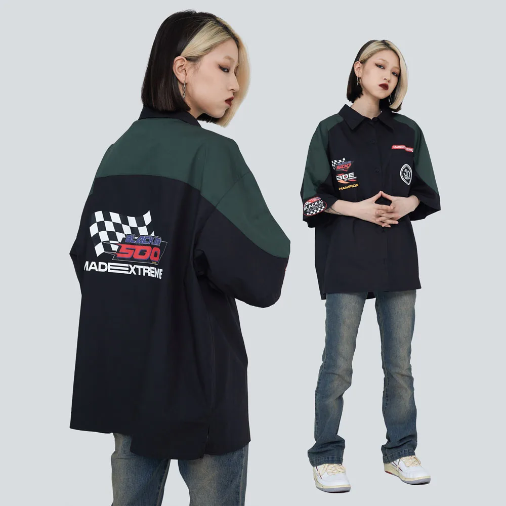 Рубашка В гоночном стиле с принтом для мужчин и женщин, уличная модная Свободная Повседневная футболка в стиле хип-хоп с коротким рукавом, т... 
Рубашка В гоночном стиле с принтом для мужчин и женщин, уличная модная Свободная Повседневная футболка в стиле хип-хоп с коротким рукавом, т...