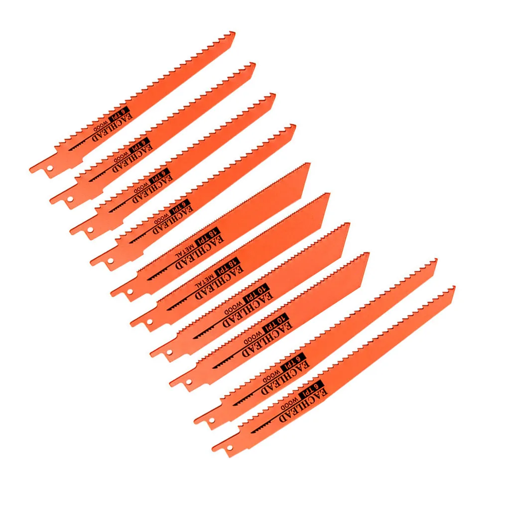 10pcs Reciprocating Saw Blade Set Sharp Pruning Cutting Wood Accessories Materials Fittings Practical Convenient
10pcs Reciprocating Saw Blade Set Sharp Pruning Cutting Wood Accessories Materials Fittings Practical Convenient