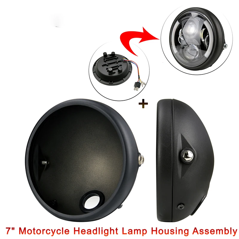 

Black Round Motorcycle LED Headlight Mounting Housing Bucket For Harley Davidson For 7" Universal Headlight Housing