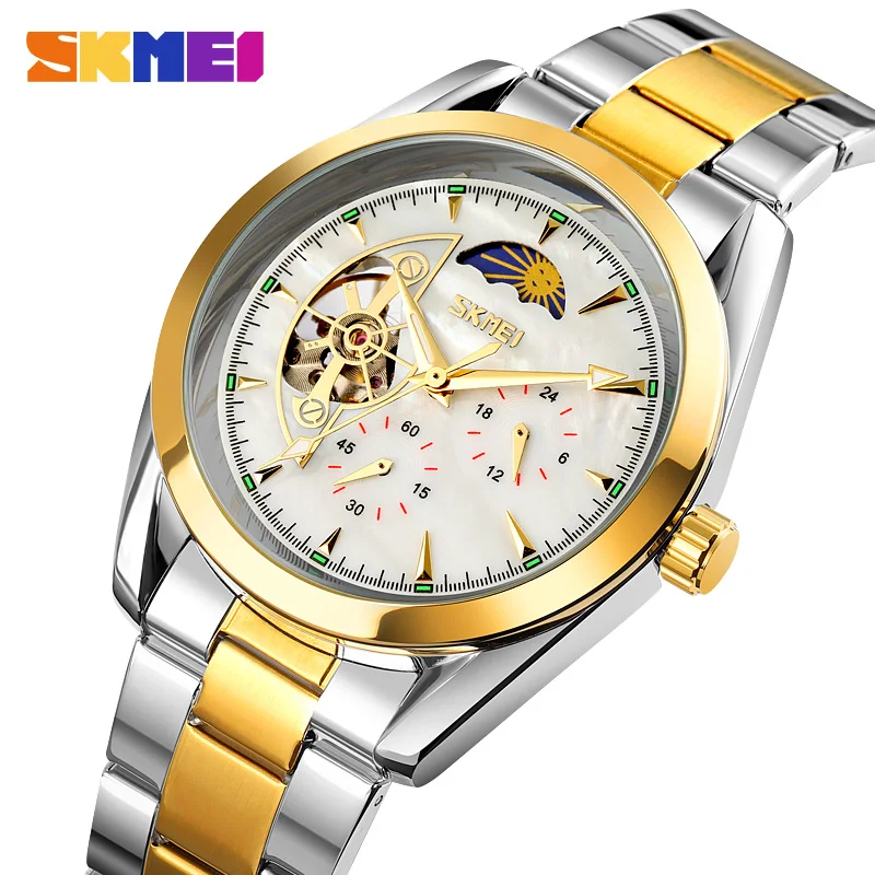 Fashion Automatic Watch For Men Luxury Hollow Skeleton Moon Phase Mechanical Watches Stainless Steel Business Style Wristwatch
Fashion Automatic Watch For Men Luxury Hollow Skeleton Moon Phase Mechanical Watches Stainless Steel Business Style Wristwatch