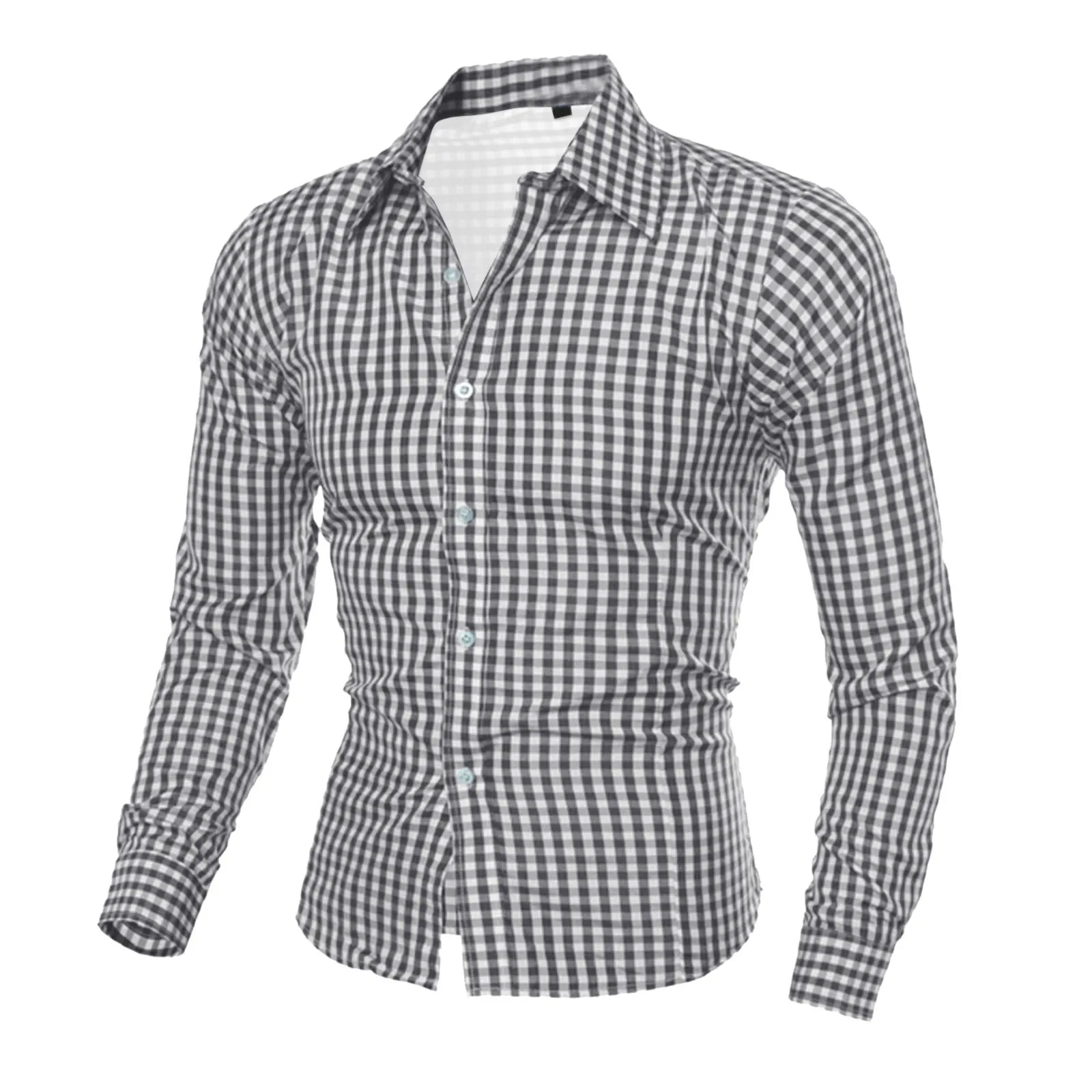 

Men Plaid Checked Shirts Casual Social Formal Long Sleeve Shirt Business Slim Office Shirt Male Cotton Mens Dress Shirts Chemise