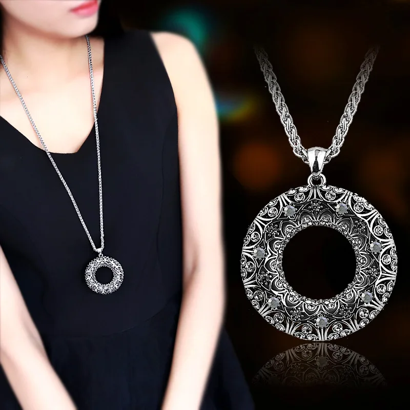 Vintage Rhinestone Statement Round Circle Long Necklace For Women 2019 New Sweater Necklaces & Pendants Jewelry
Vintage Rhinestone Statement Round Circle Long Necklace For Women 2019 New Sweater Necklaces & Pendants Jewelry